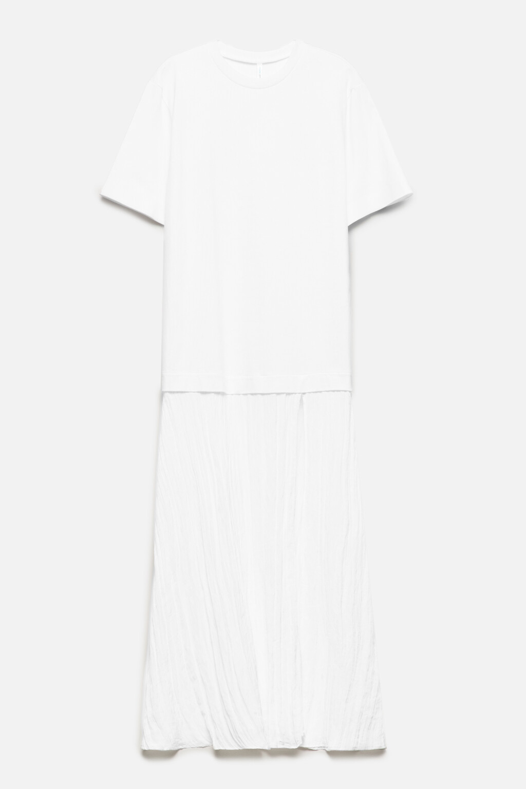 Платье-футболка миди с юбкой из жатой ткани - цвет белый - 9