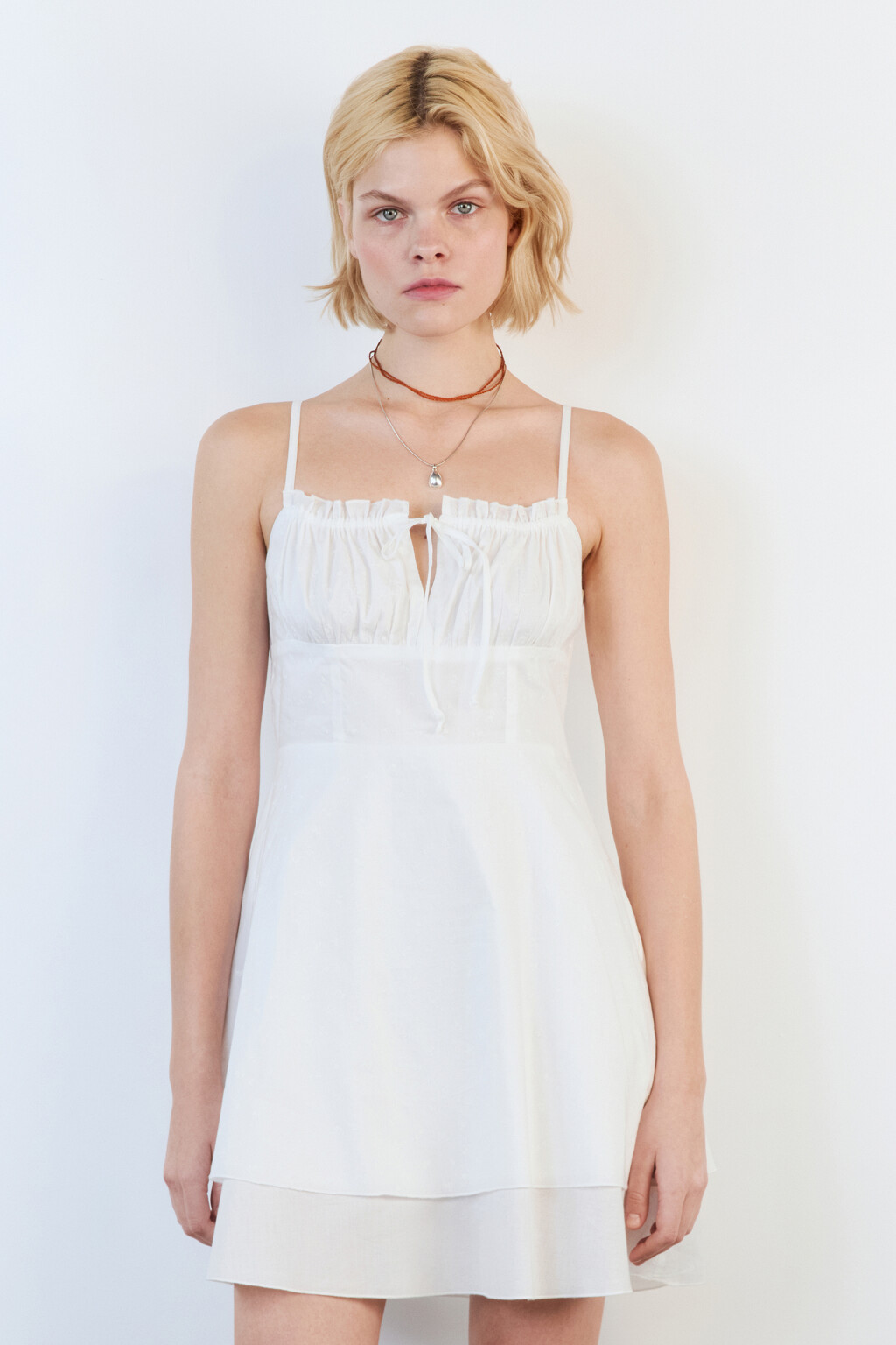 Платье-сарафан хлопковое на тонких бретельках - цвет белый - 3