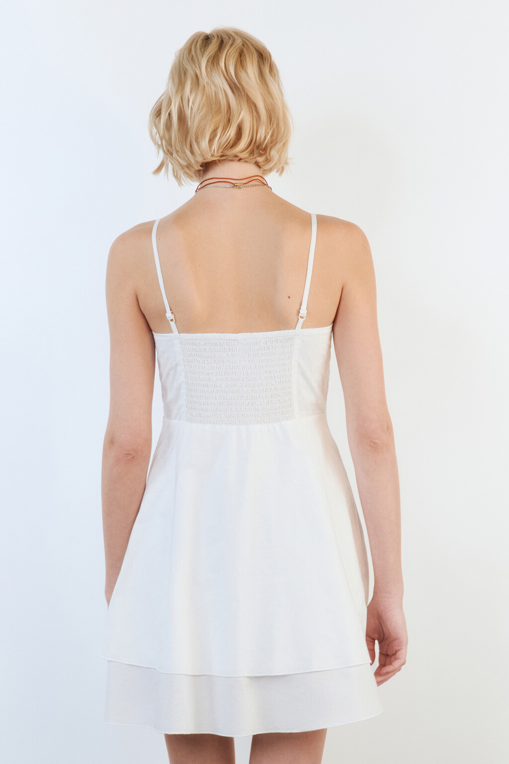 Платье-сарафан хлопковое на тонких бретельках - цвет белый - 5