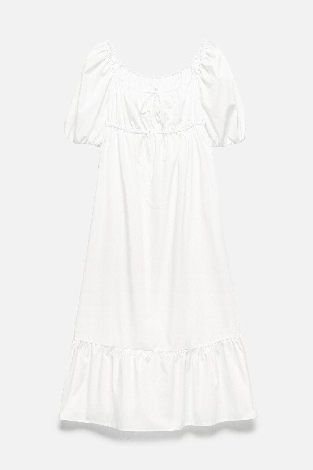 Платье миди с завязками на груди и воланом - цвет белый - 10