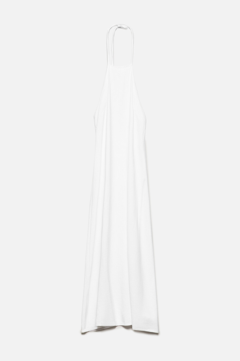 Платье-трапеция миди вискозное на тонких бретелях - цвет белый - 8