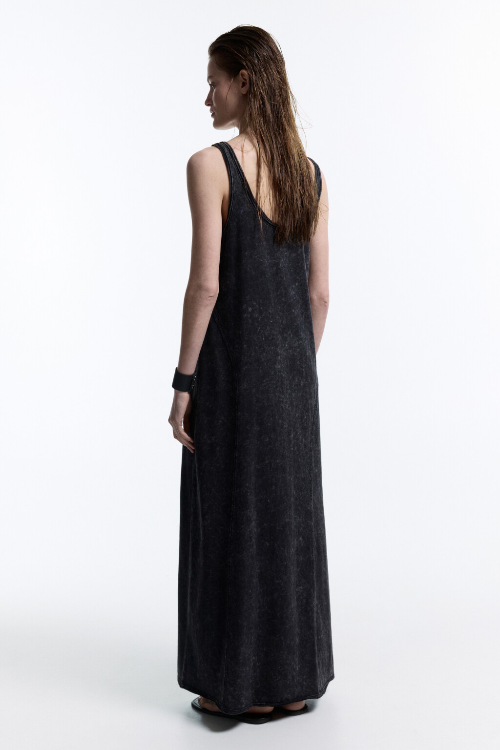 Платье-майка миди из вареного трикотажа - цвет серый - 5