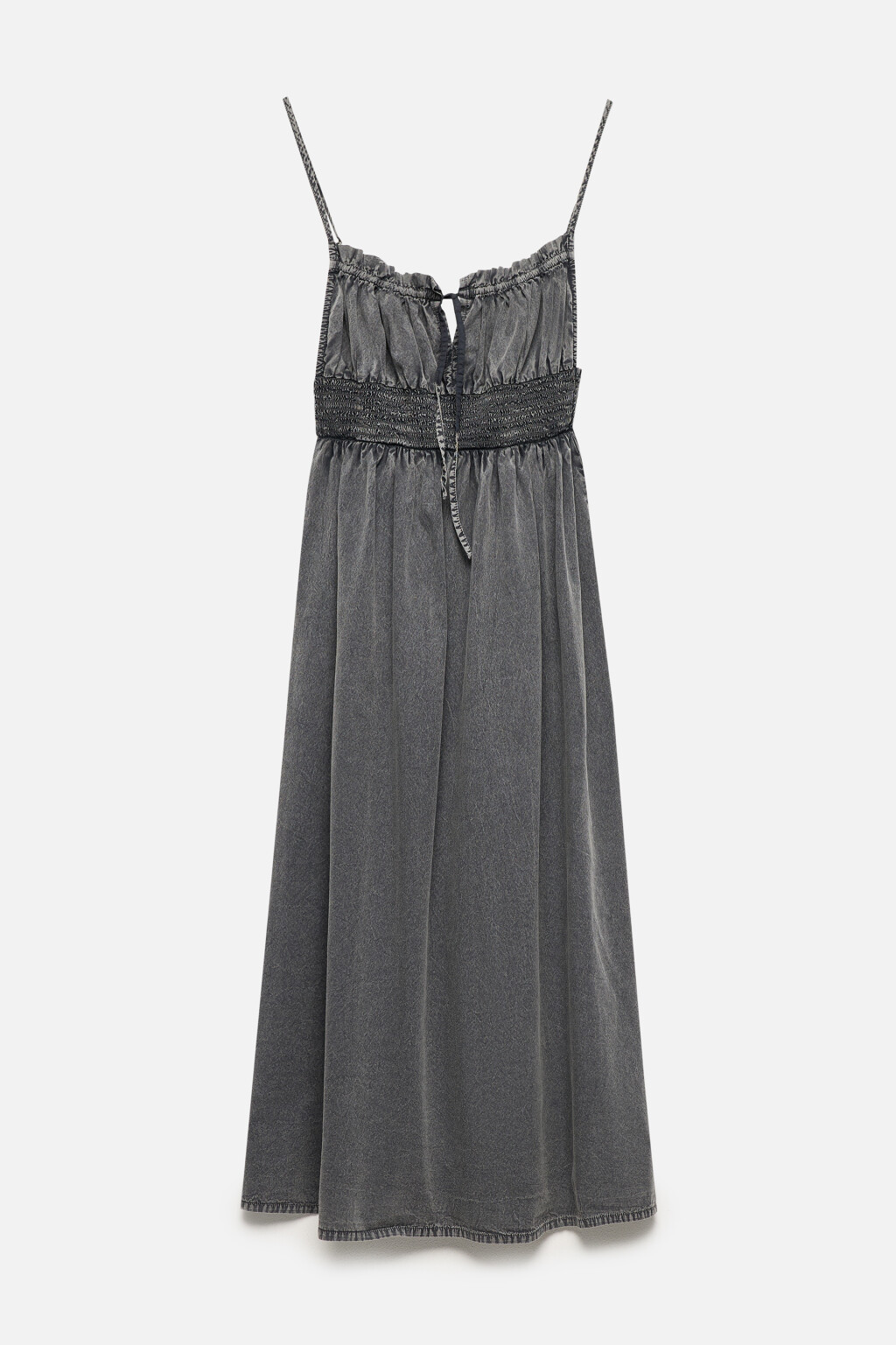 Платье-сарафан миди хлопковое с вареным эффектом - цвет серый - 8