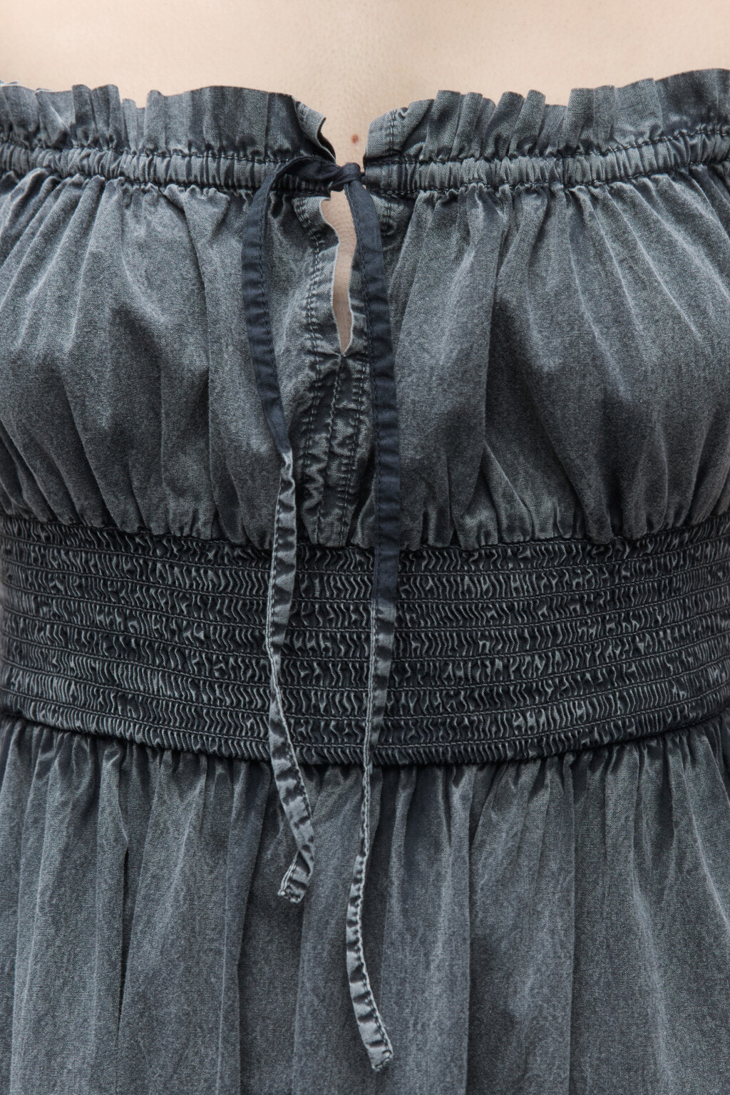 Платье-сарафан миди хлопковое с вареным эффектом - цвет серый - 7