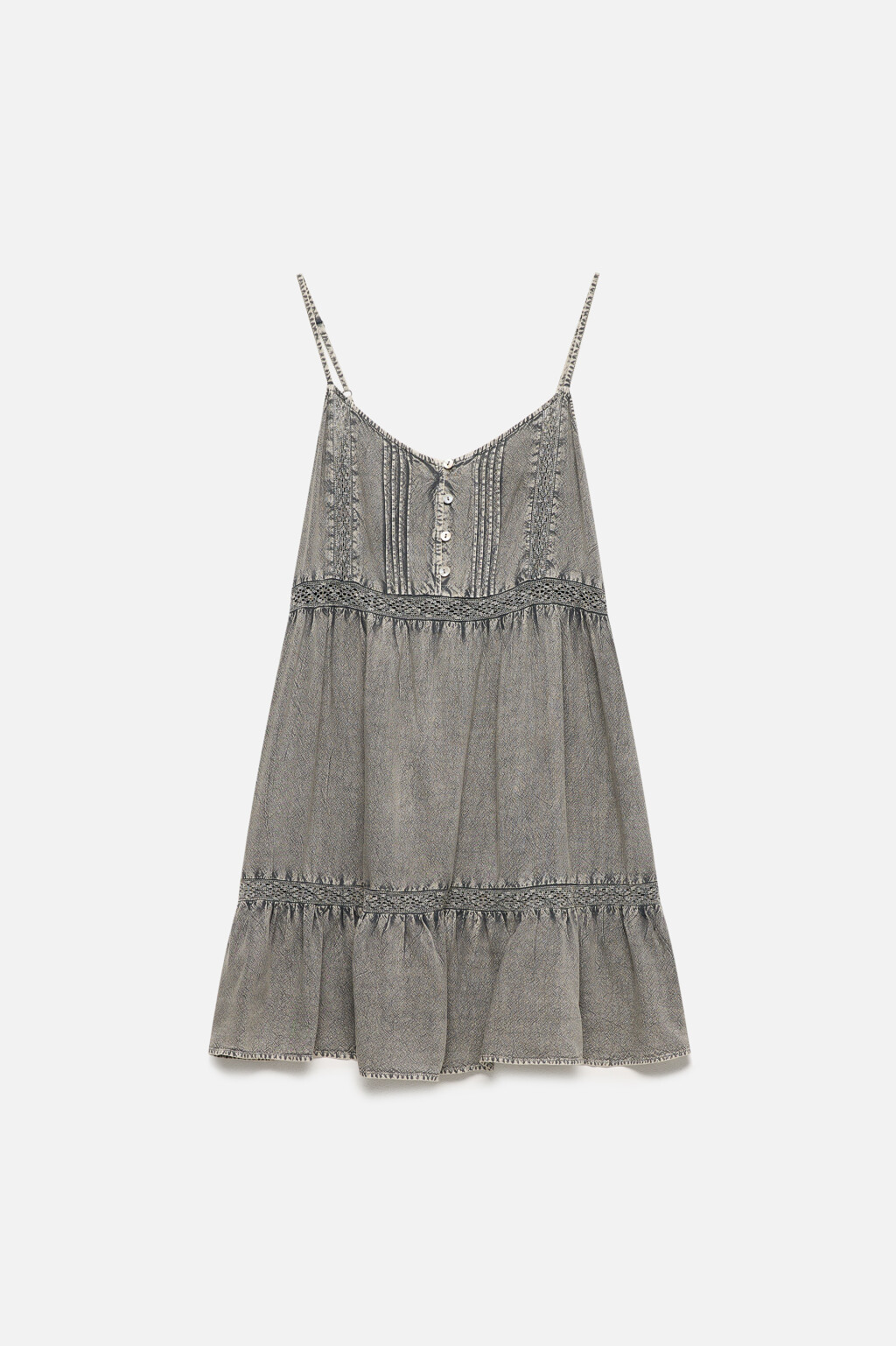 Платье-сарафан мини вискозное с вареным эффектом - цвет серый - 8