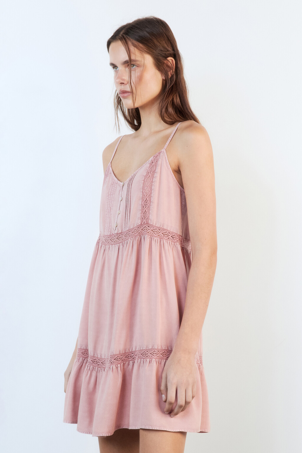Платье-сарафан мини вискозное с вареным эффектом - цвет розовый - 6