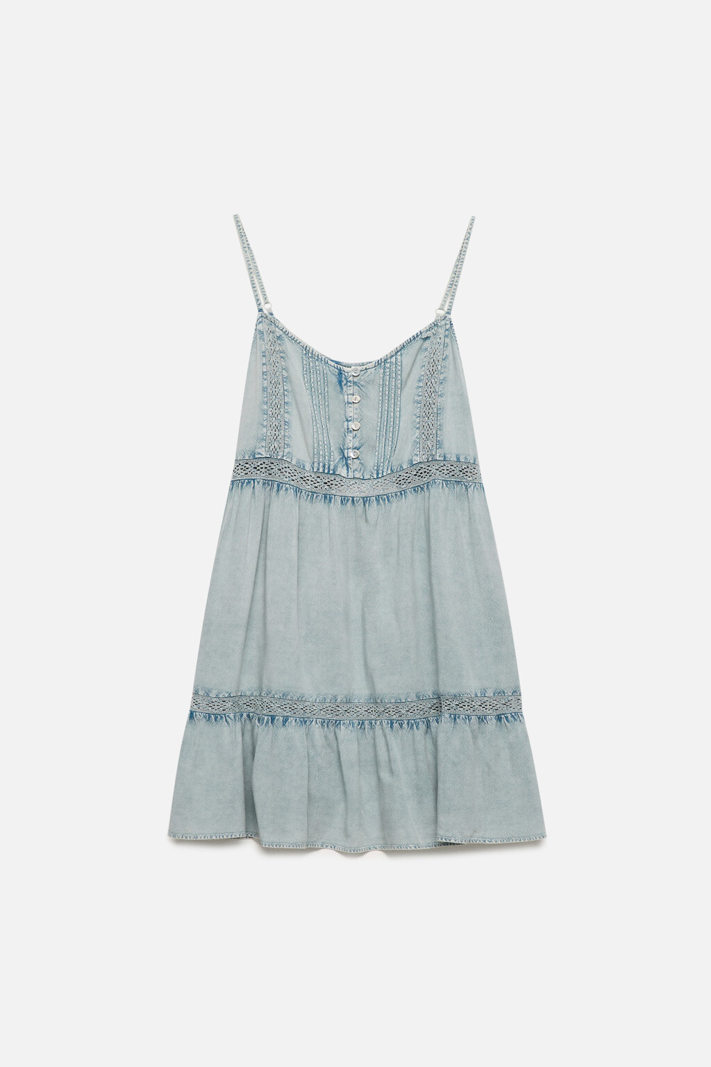 Платье-сарафан мини вискозное с вареным эффектом - цвет голубой - 8