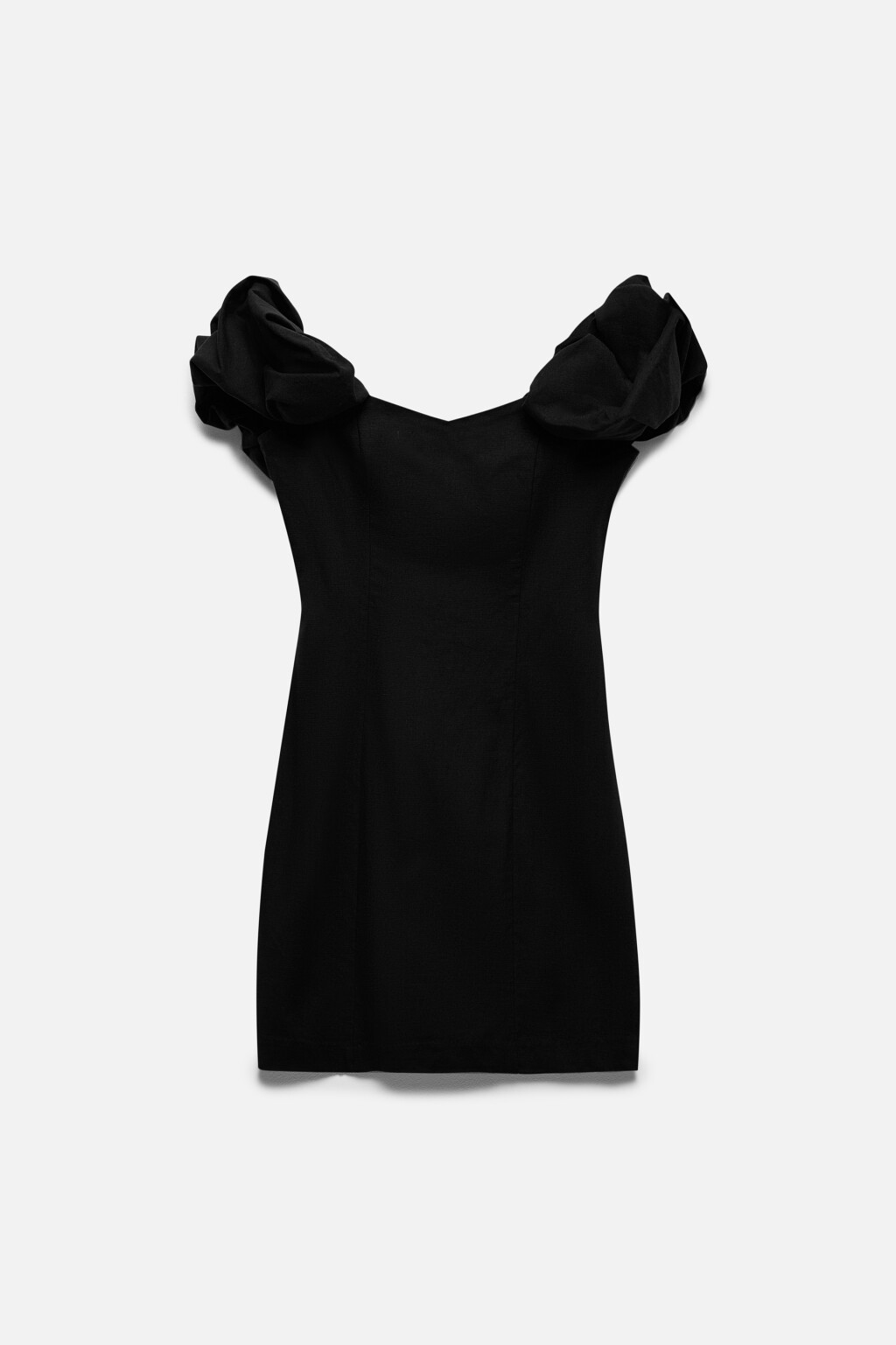 Платье облегающее с корсетом и пышными рукавами - цвет черный - 10