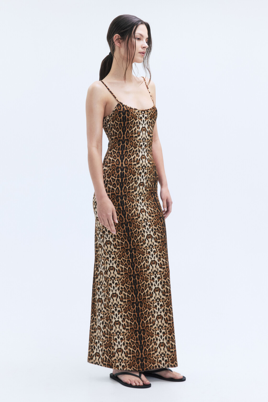 Платье макси облегающее с леопардовым принтом - цвет бежевый - 2