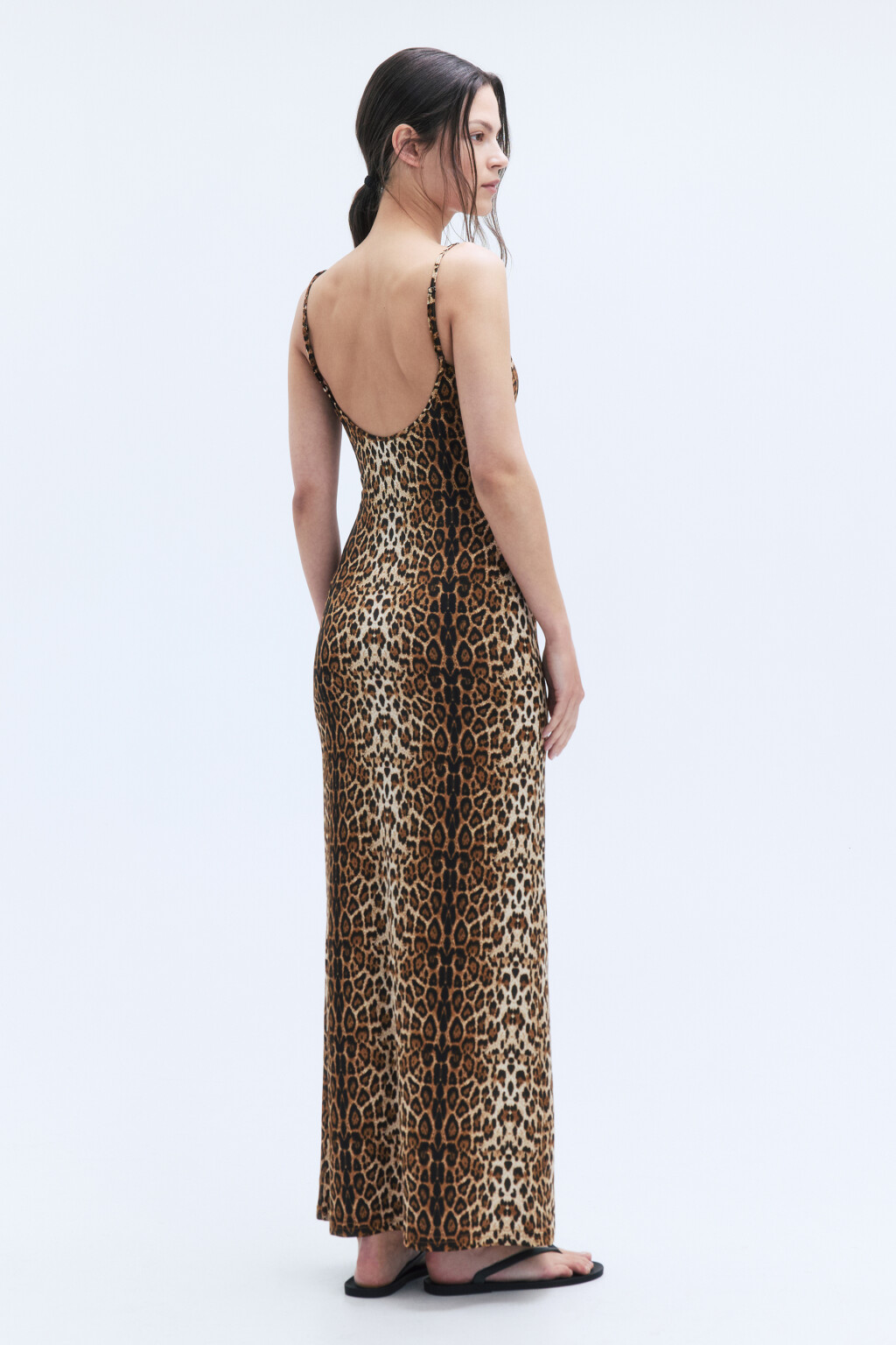 Платье макси облегающее с леопардовым принтом - цвет бежевый - 4