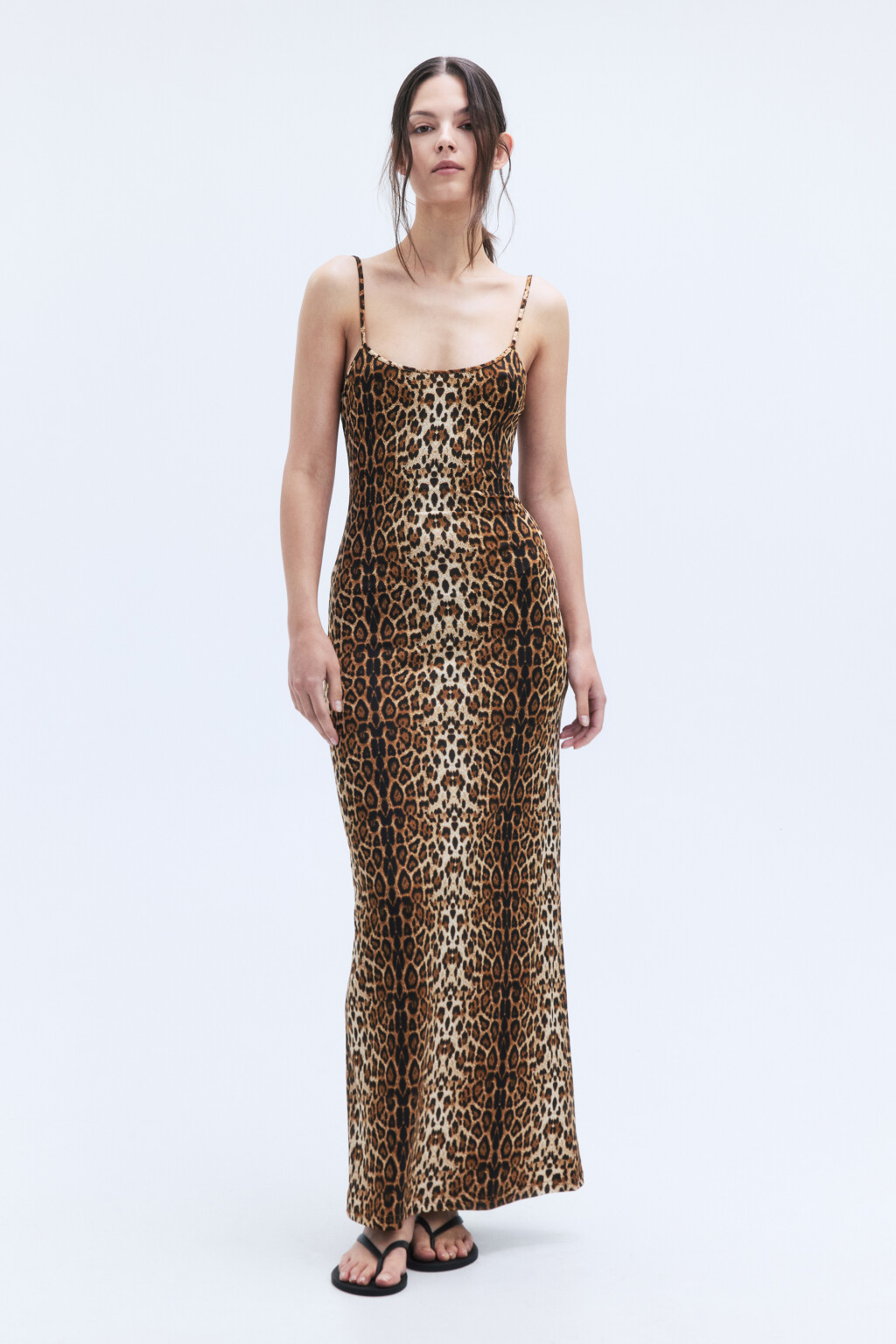 Платье макси облегающее с леопардовым принтом - цвет бежевый - 5