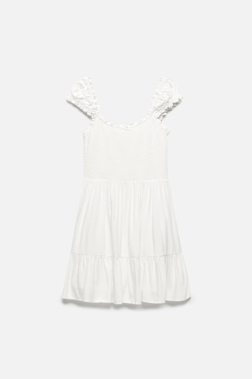Платье мини с облегающим верхом и воланом - цвет белый - 7