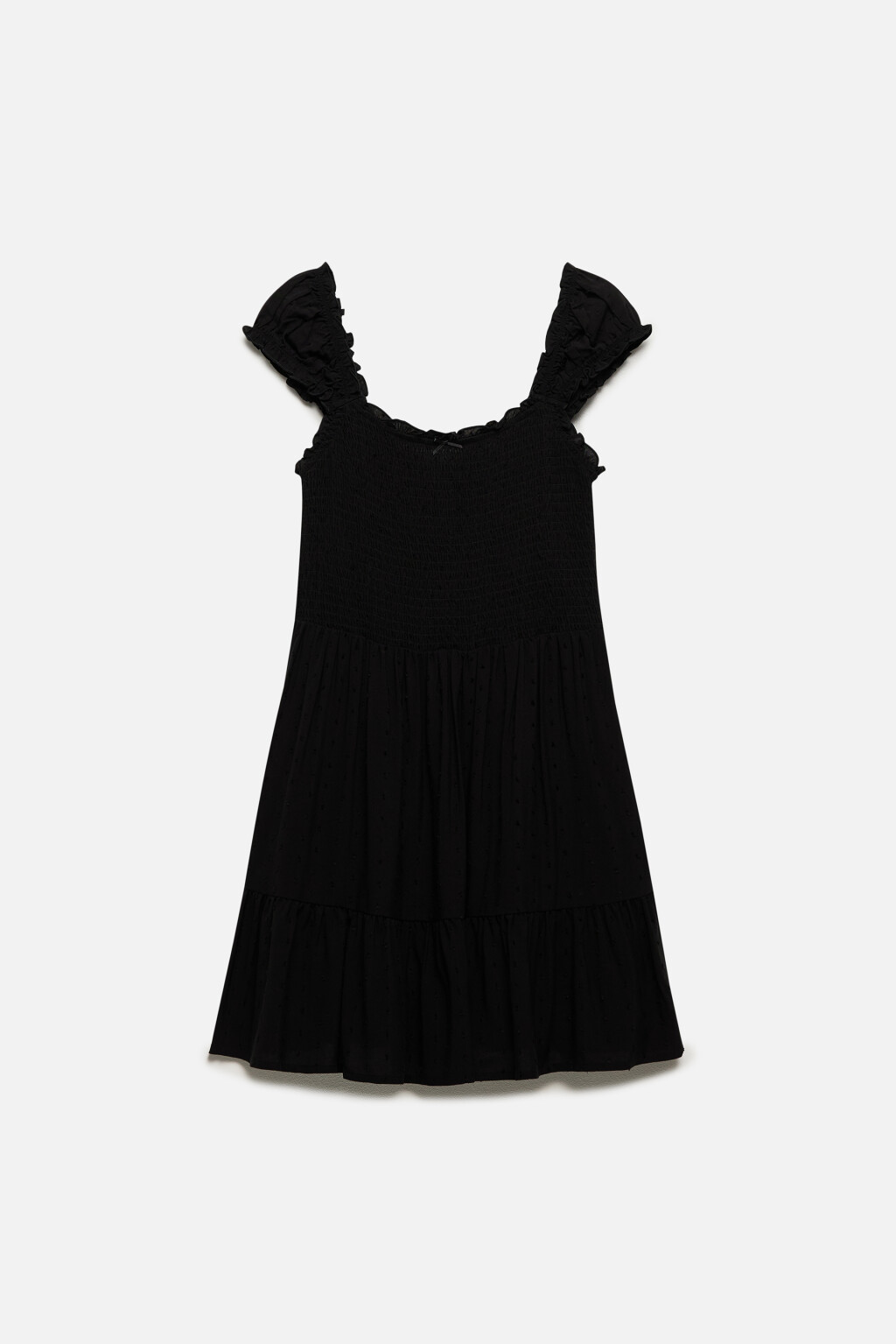 Платье мини с облегающим верхом и воланом - цвет черный - 7