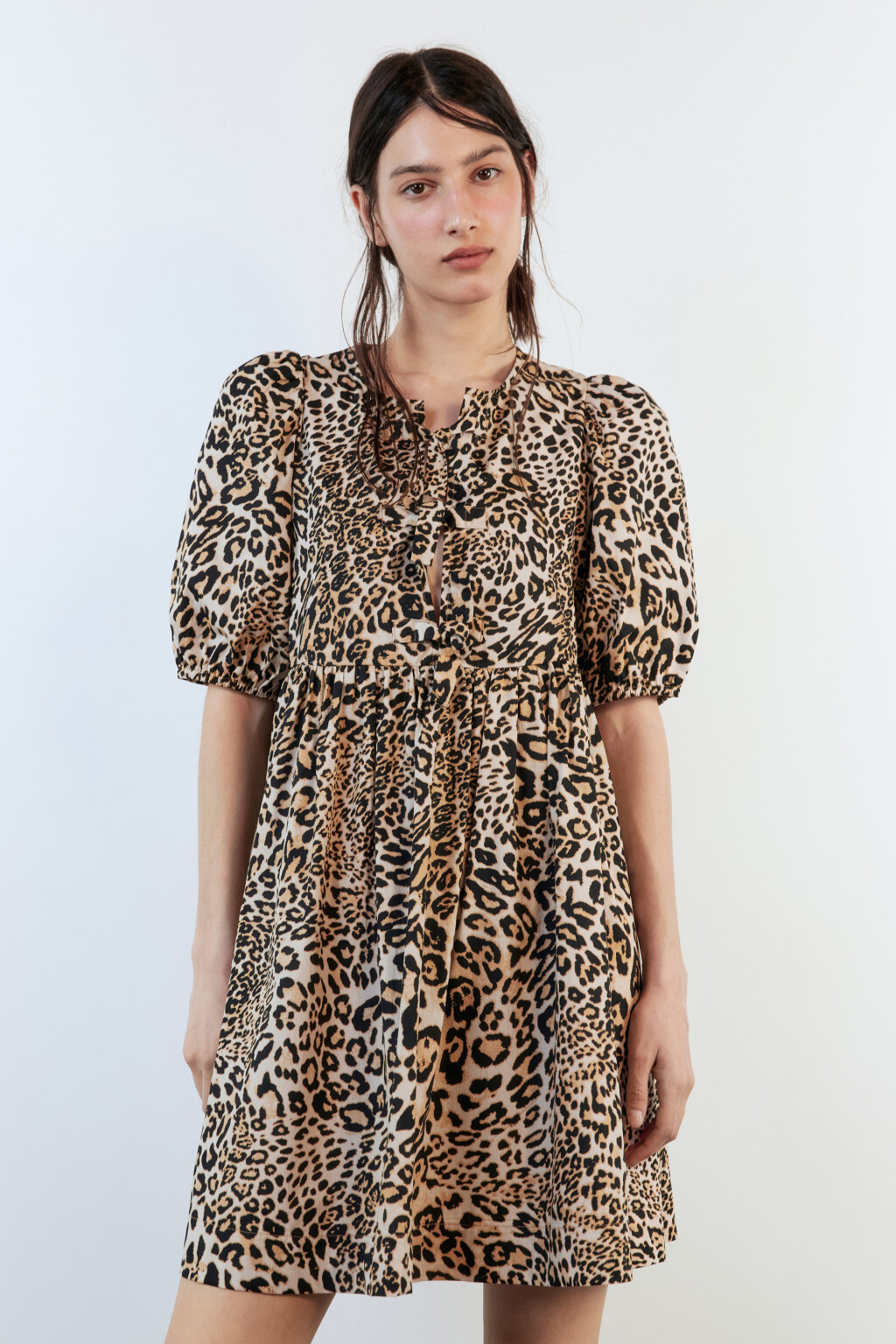 Платье baby-doll с завязками на груди - цвет бежевый - 3