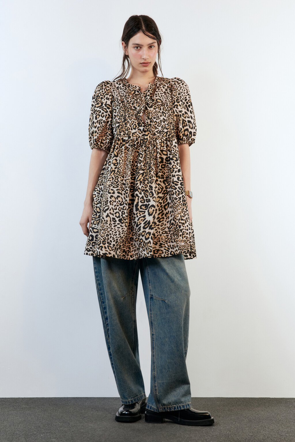 Платье baby-doll с завязками на груди - цвет бежевый - 7