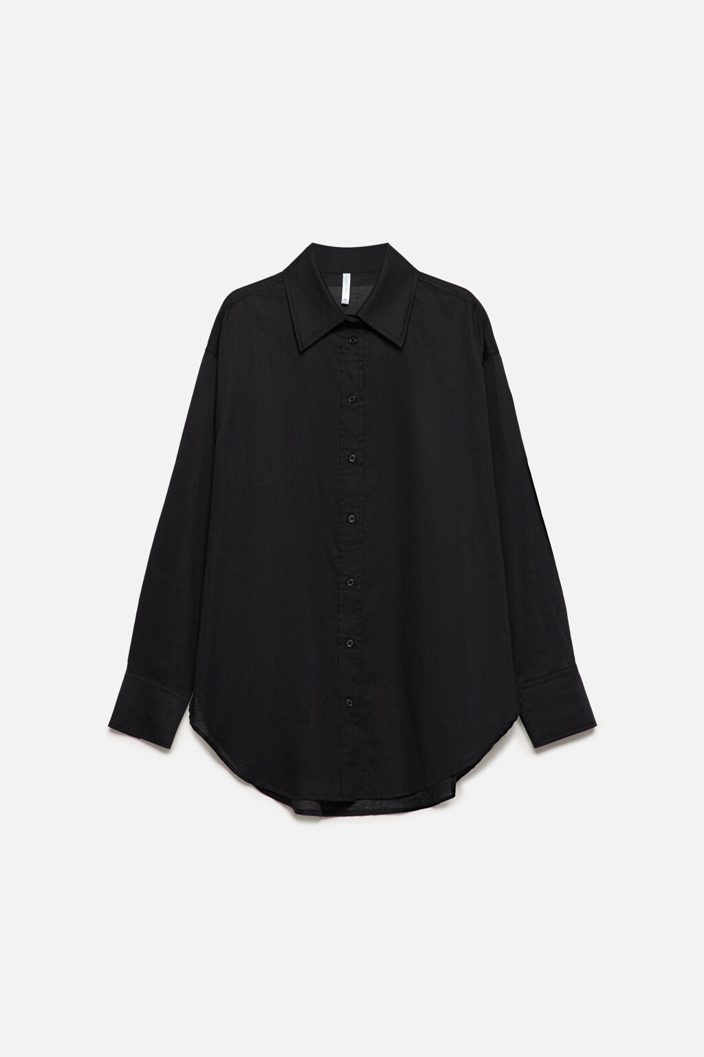 Рубашка льняная с длинным рукавом - цвет черный - 9