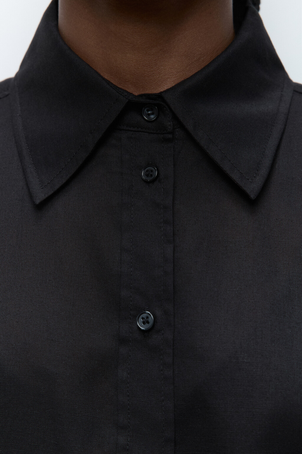 Рубашка льняная с длинным рукавом - цвет черный - 7