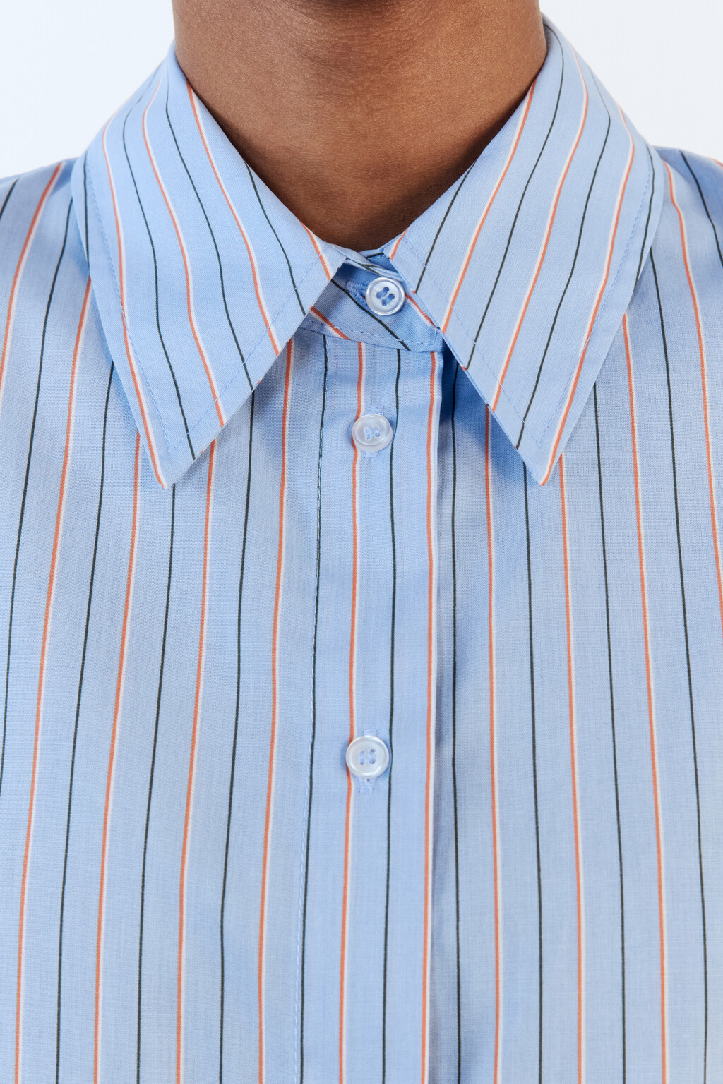 Рубашка свободная с принтом в полоску - цвет голубой - 7