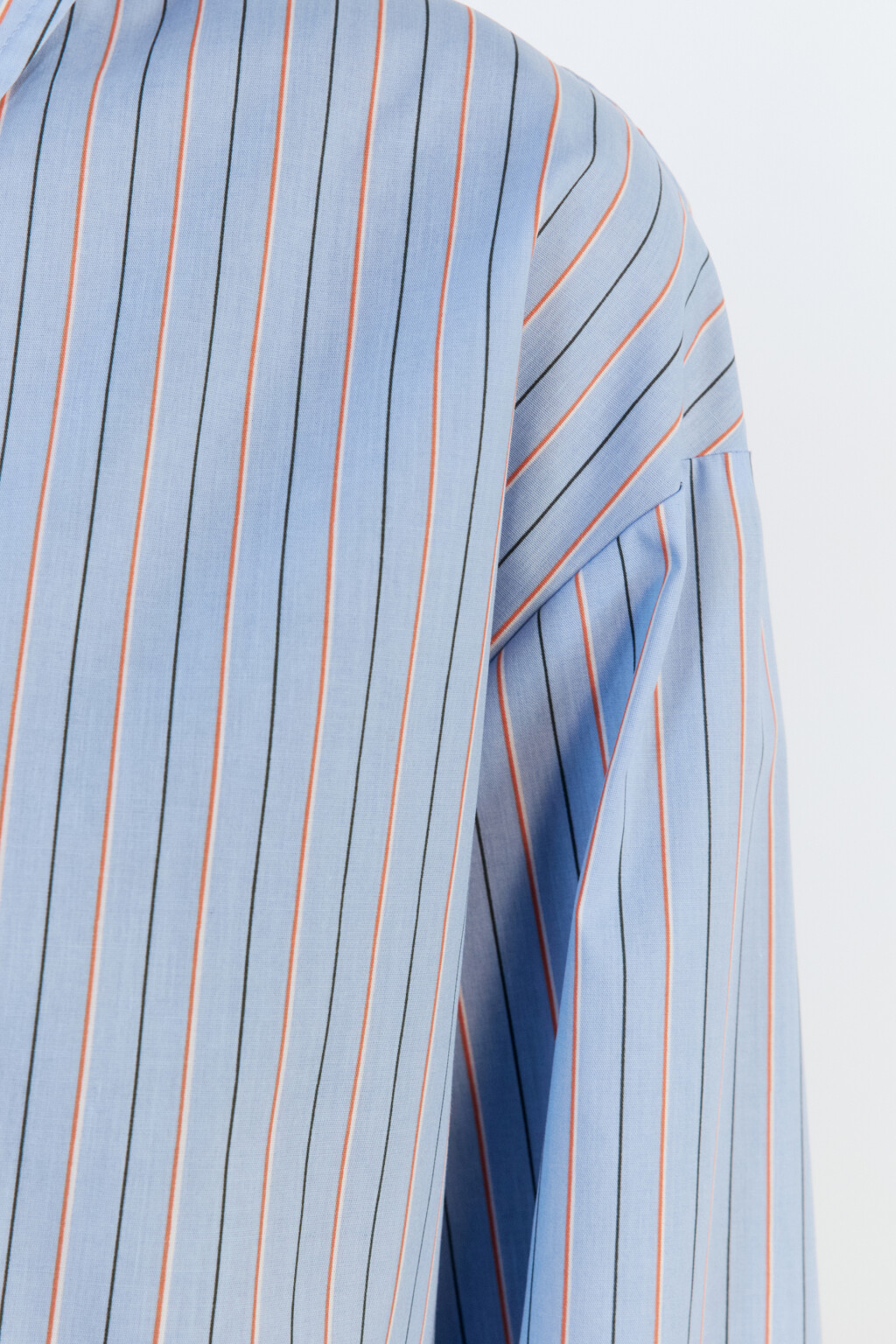 Рубашка свободная с принтом в полоску - цвет голубой - 8