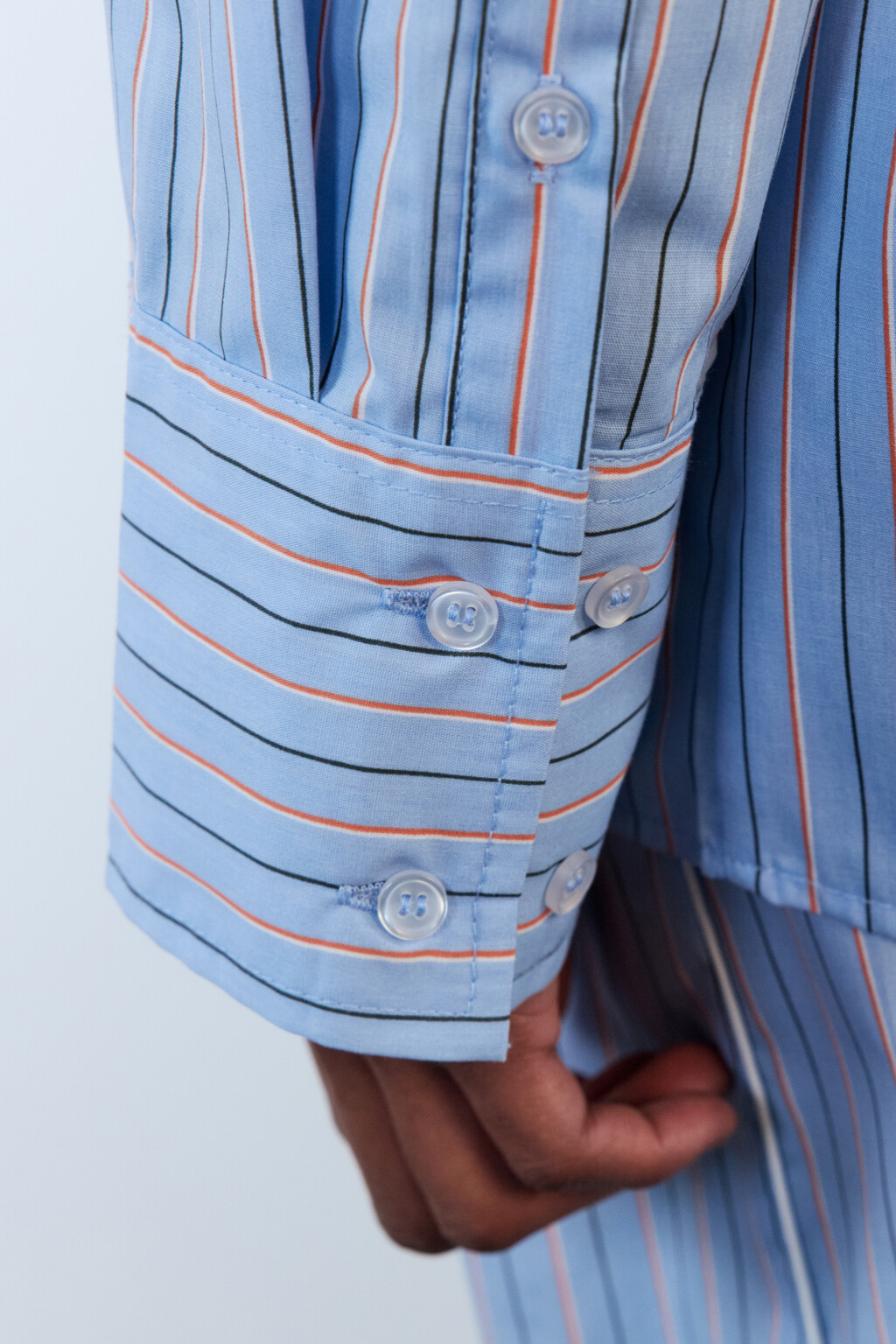 Рубашка свободная с принтом в полоску - цвет голубой - 9