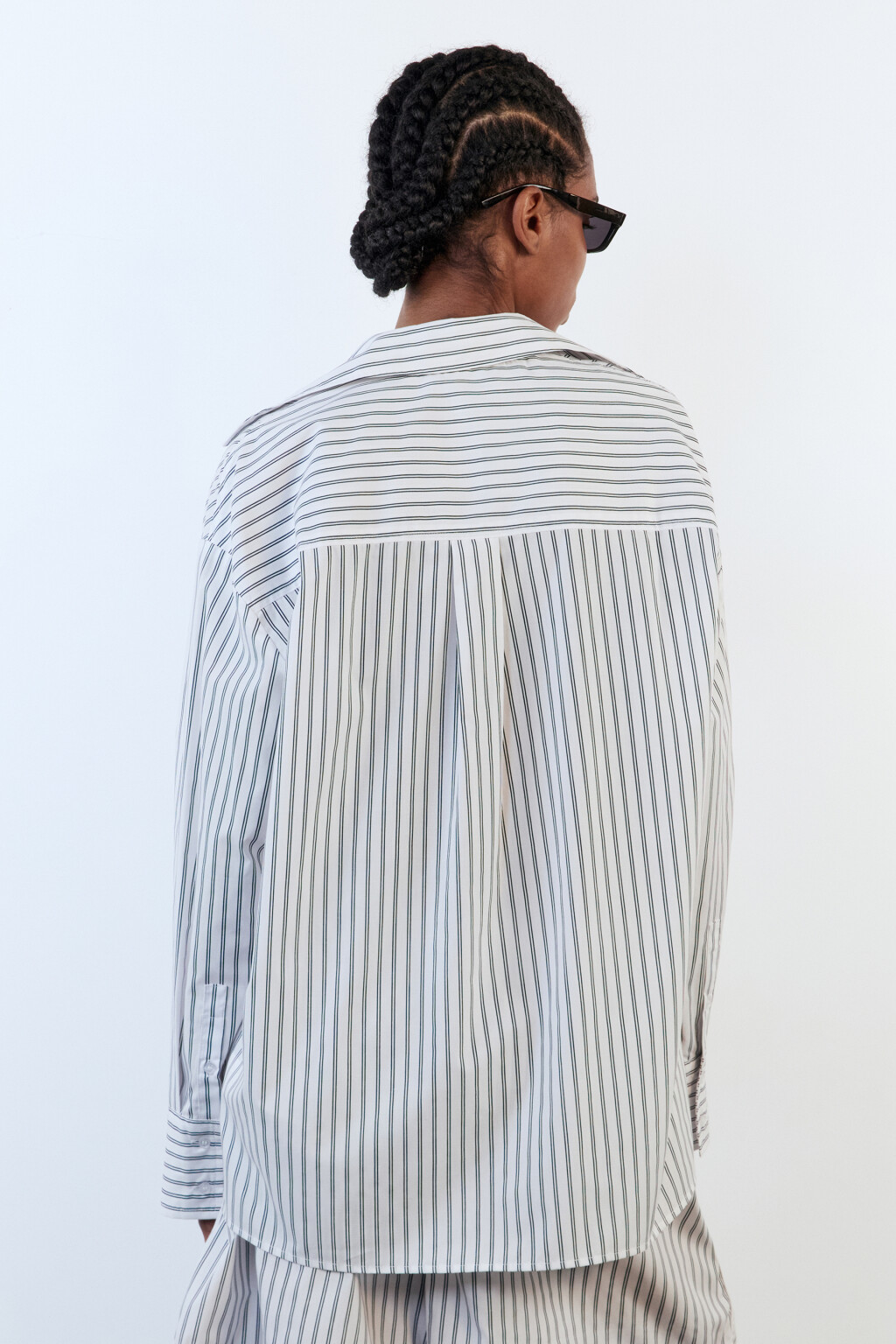Рубашка свободная с принтом в полоску - цвет белый - 6
