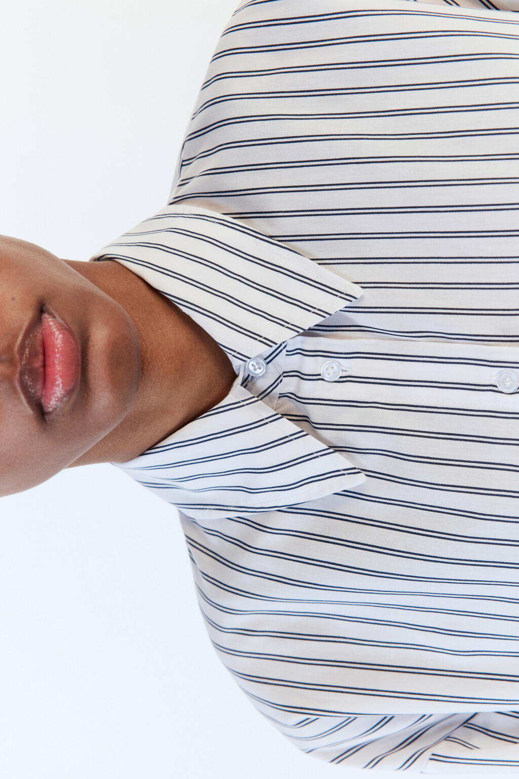 Рубашка свободная с принтом в полоску - цвет белый - 7