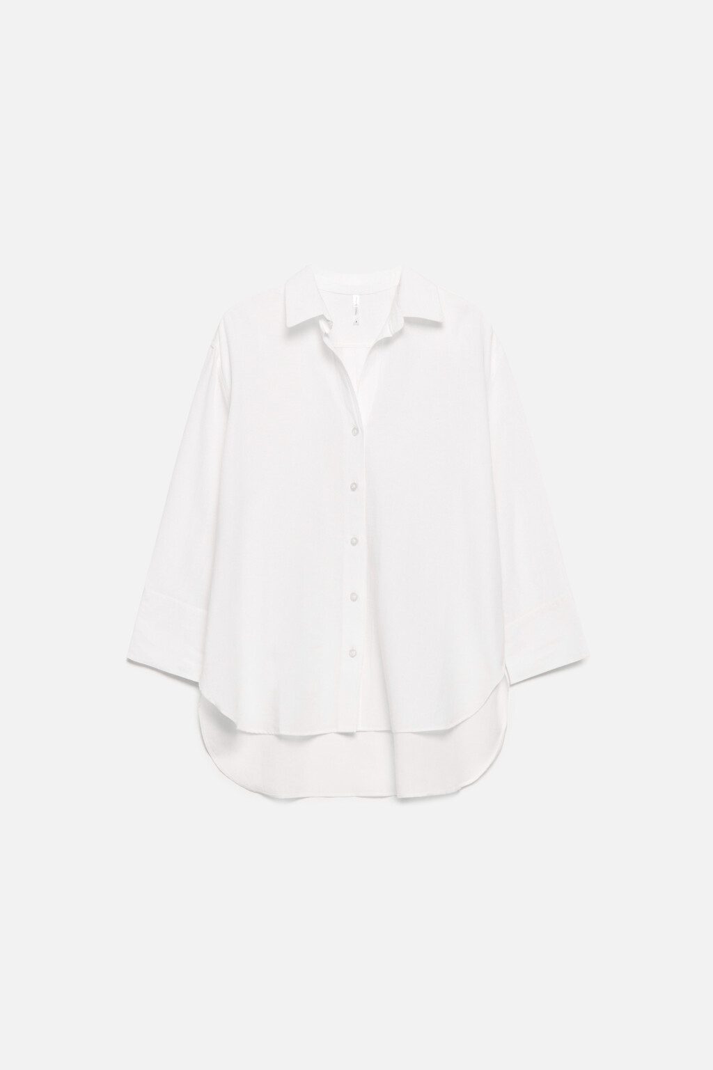 Рубашка oversize льняная с рукавами 7/8 - цвет белый - 8