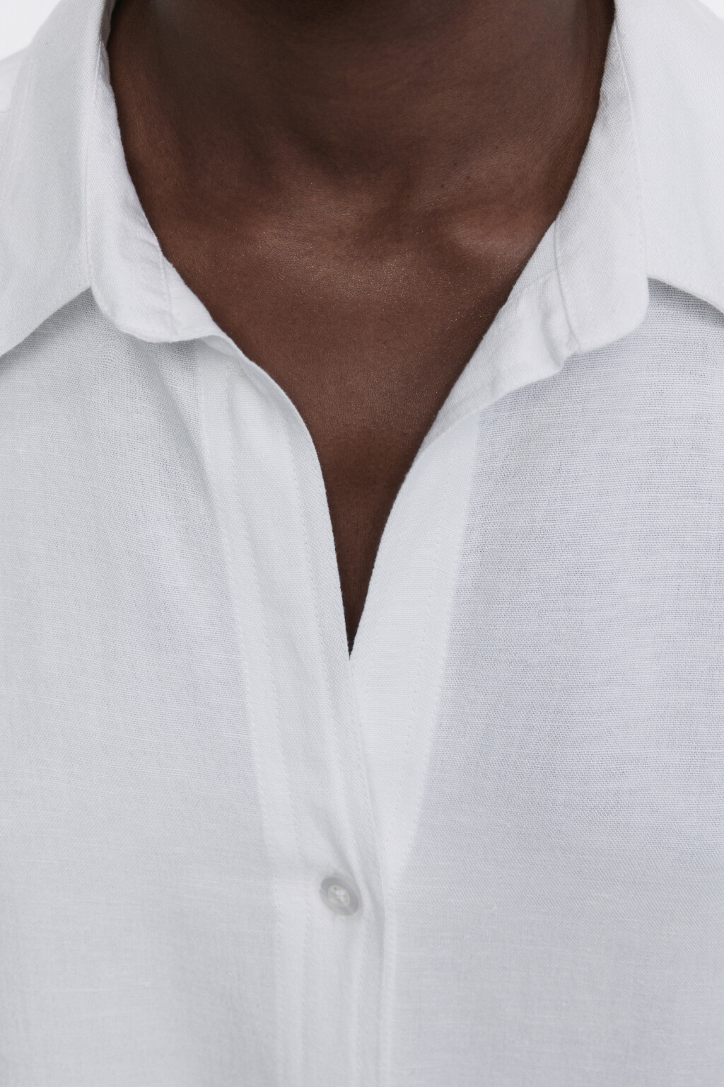 Рубашка oversize льняная с рукавами 7/8 - цвет белый - 6