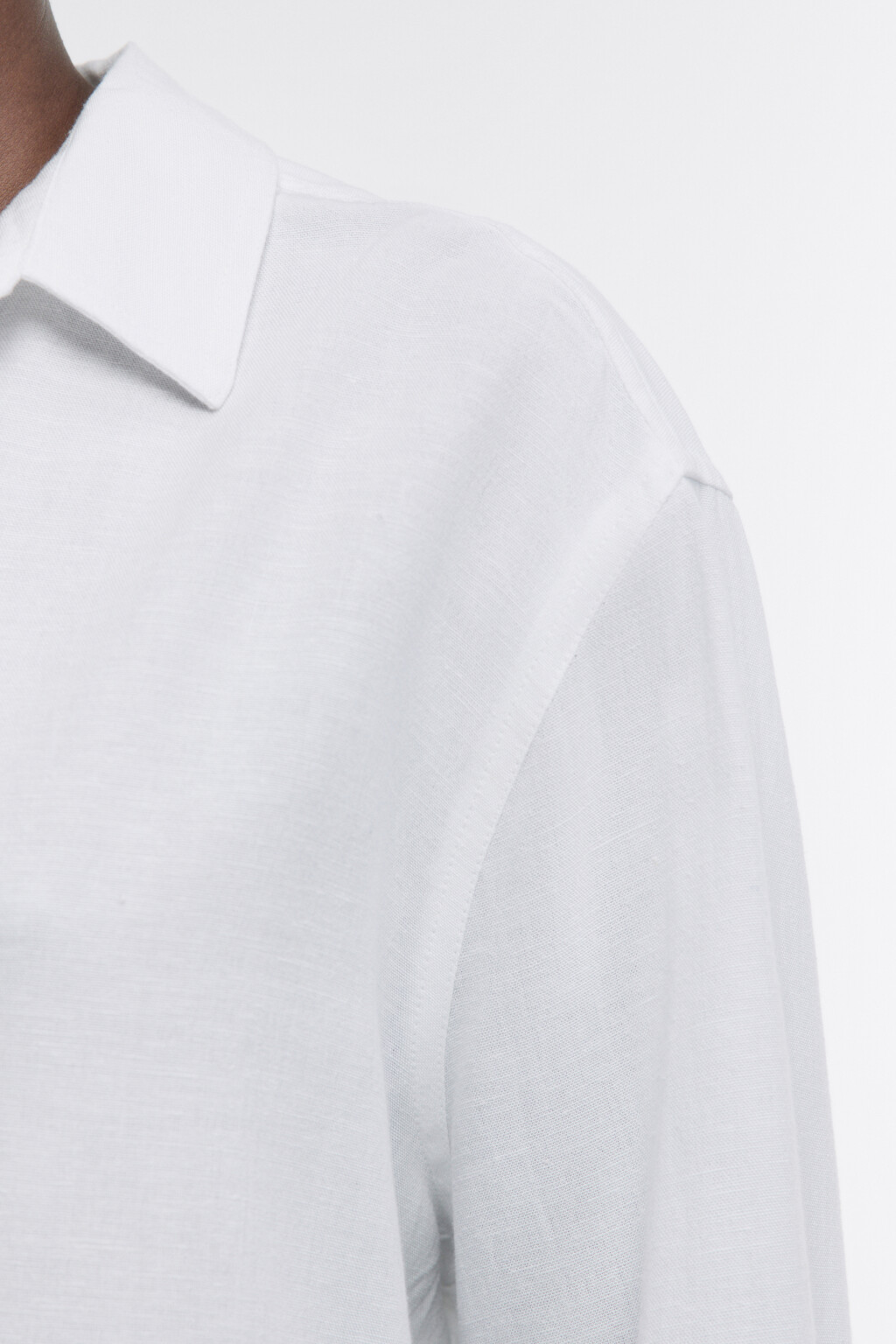 Рубашка oversize льняная с рукавами 7/8 - цвет белый - 7