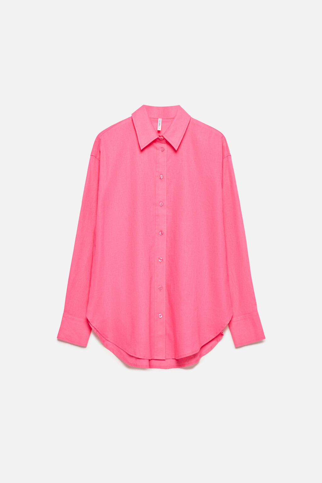 Рубашка льняная с длинным рукавом - цвет розовый - 8