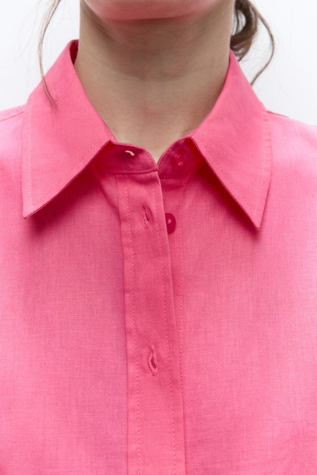 Рубашка льняная с длинным рукавом - цвет розовый - 7