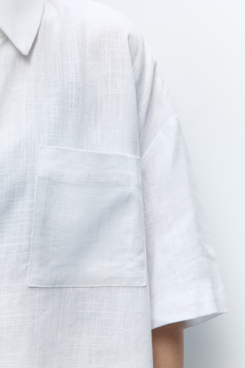 Рубашка льняная с коротким рукавом - цвет белый - 6