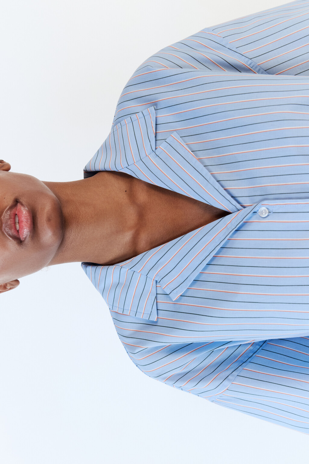 Рубашка в полоску с коротким рукавом - цвет голубой - 7