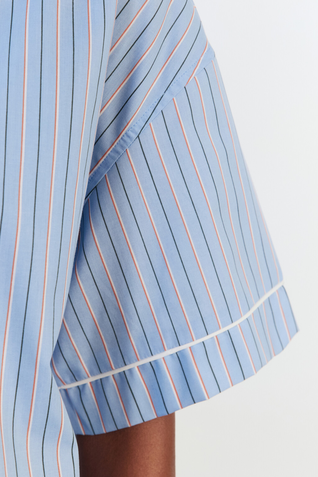 Рубашка в полоску с коротким рукавом - цвет голубой - 8