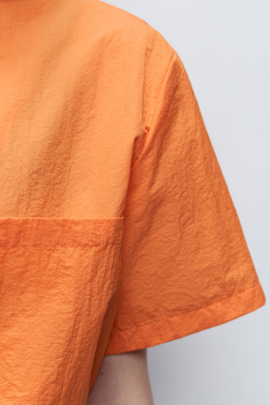 Рубашка укороченная с утяжками по низу - цвет оранжевый - 6