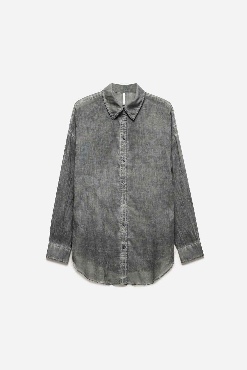 Рубашка oversize хлопковая с длинными рукавами - цвет серый - 9