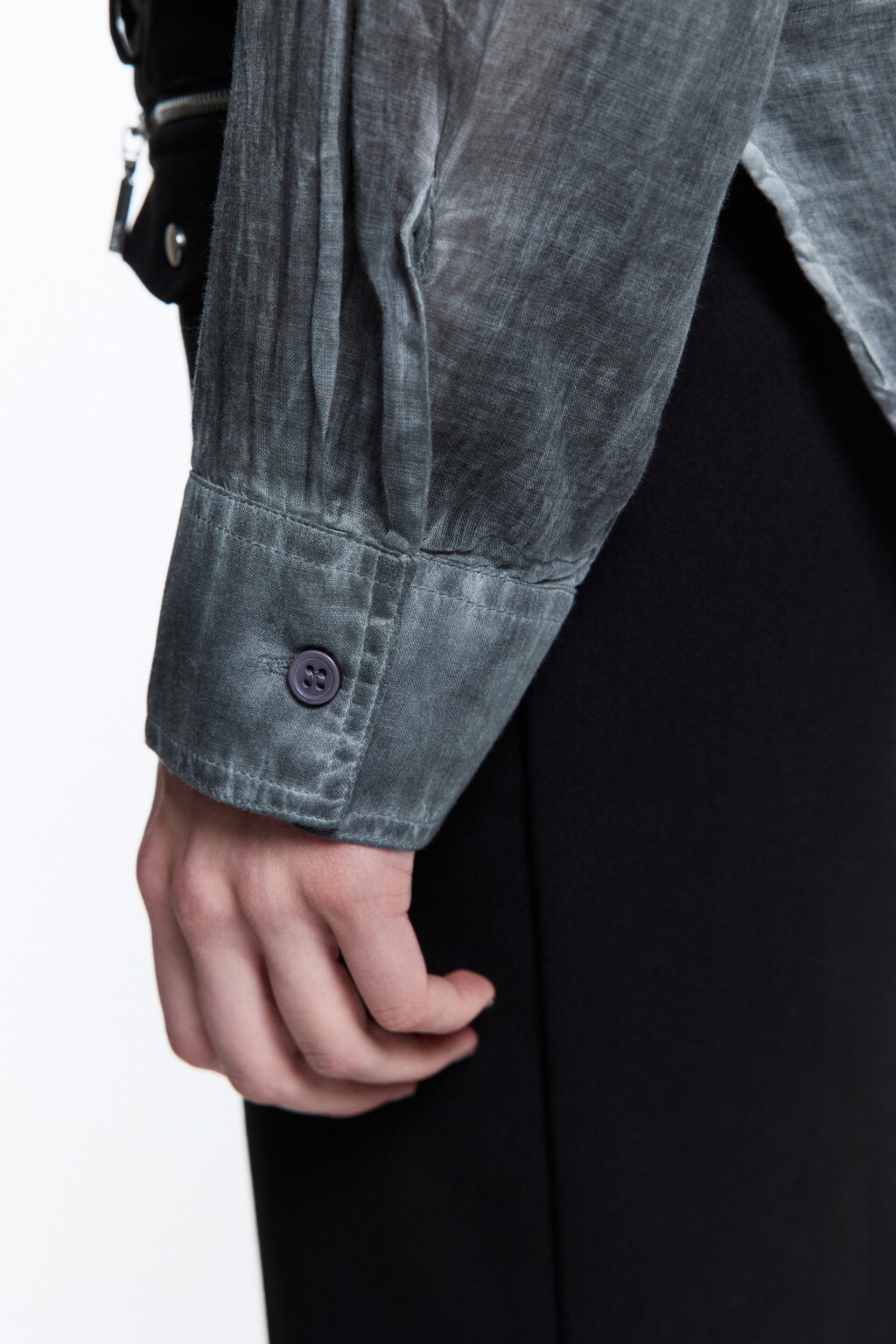 Рубашка oversize хлопковая с длинными рукавами - цвет серый - 8