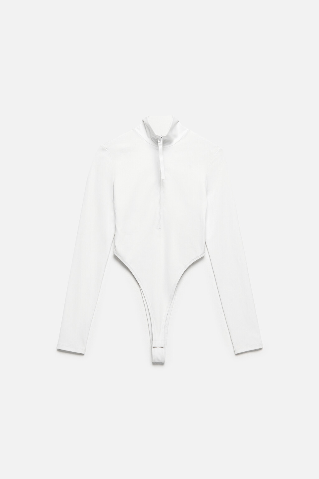 Боди облегающее с воротником-стойкой - цвет белый - 9