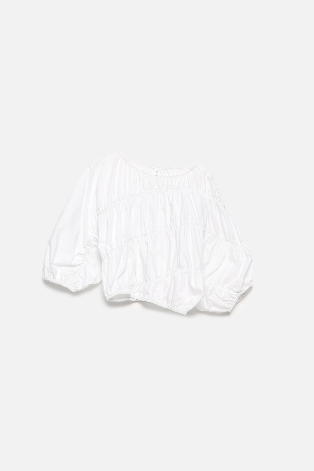 Блузка-топ хлопковая с жатым эффектом - цвет белый - 8
