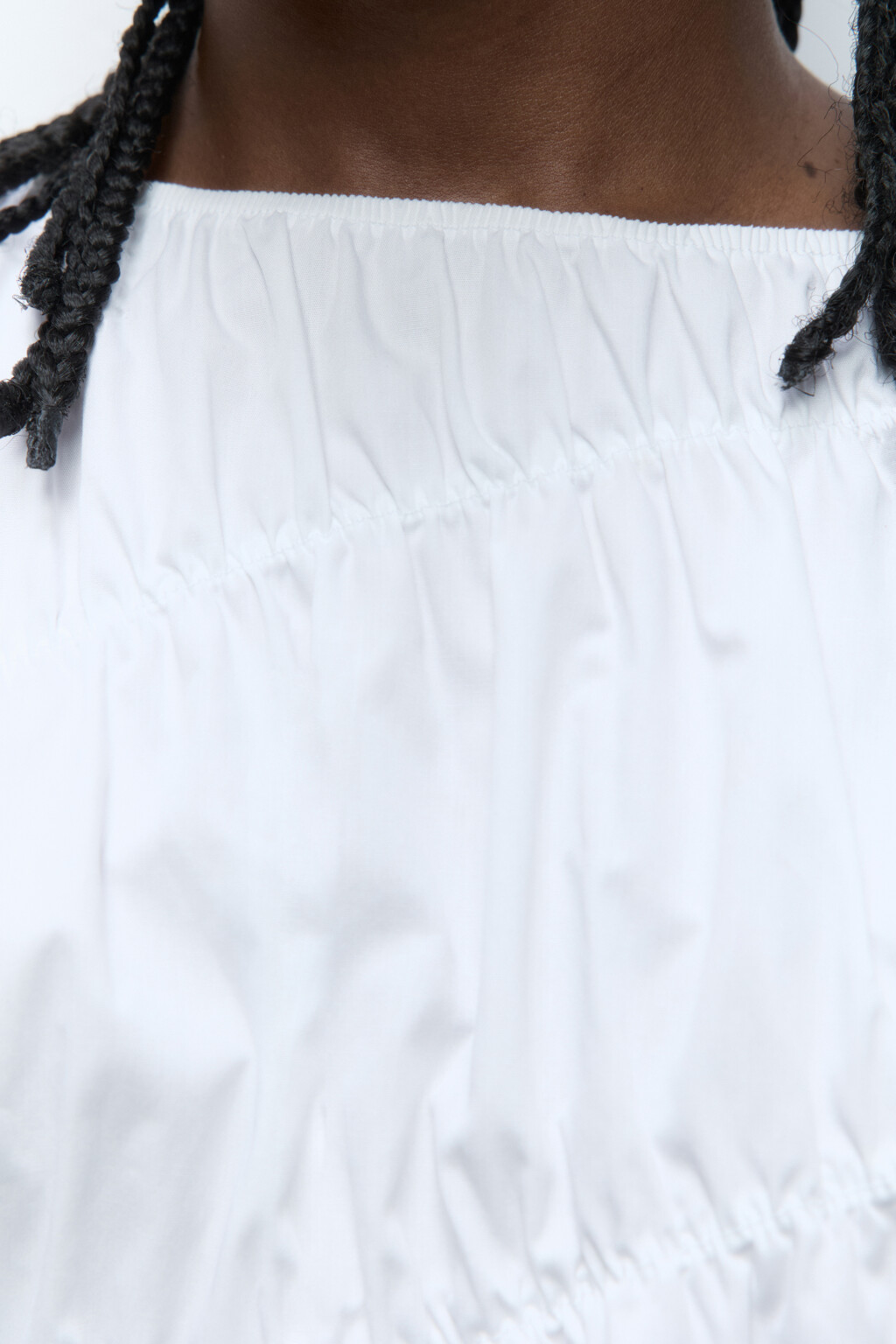 Блузка-топ хлопковая с жатым эффектом - цвет белый - 6
