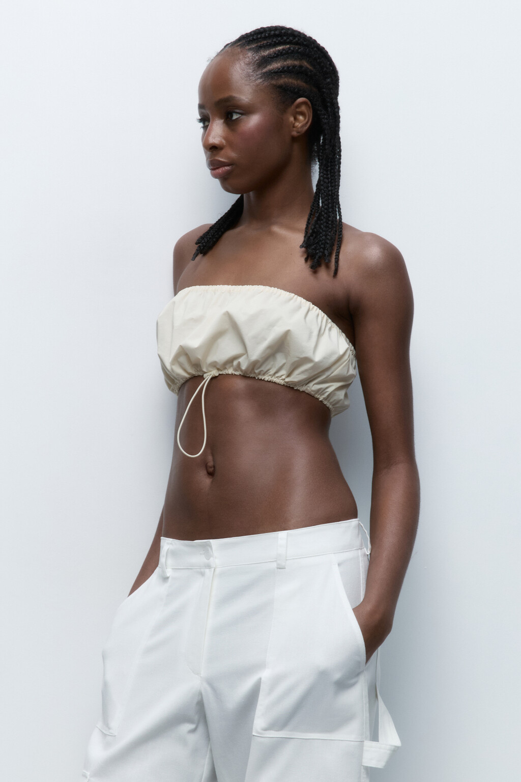 Топ-бандо короткий с утяжкой снизу - цвет бежевый - 2