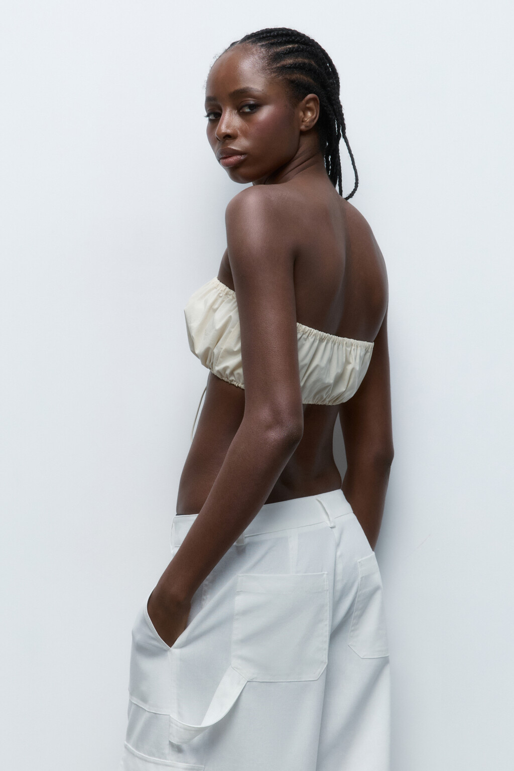 Топ-бандо короткий с утяжкой снизу - цвет бежевый - 3