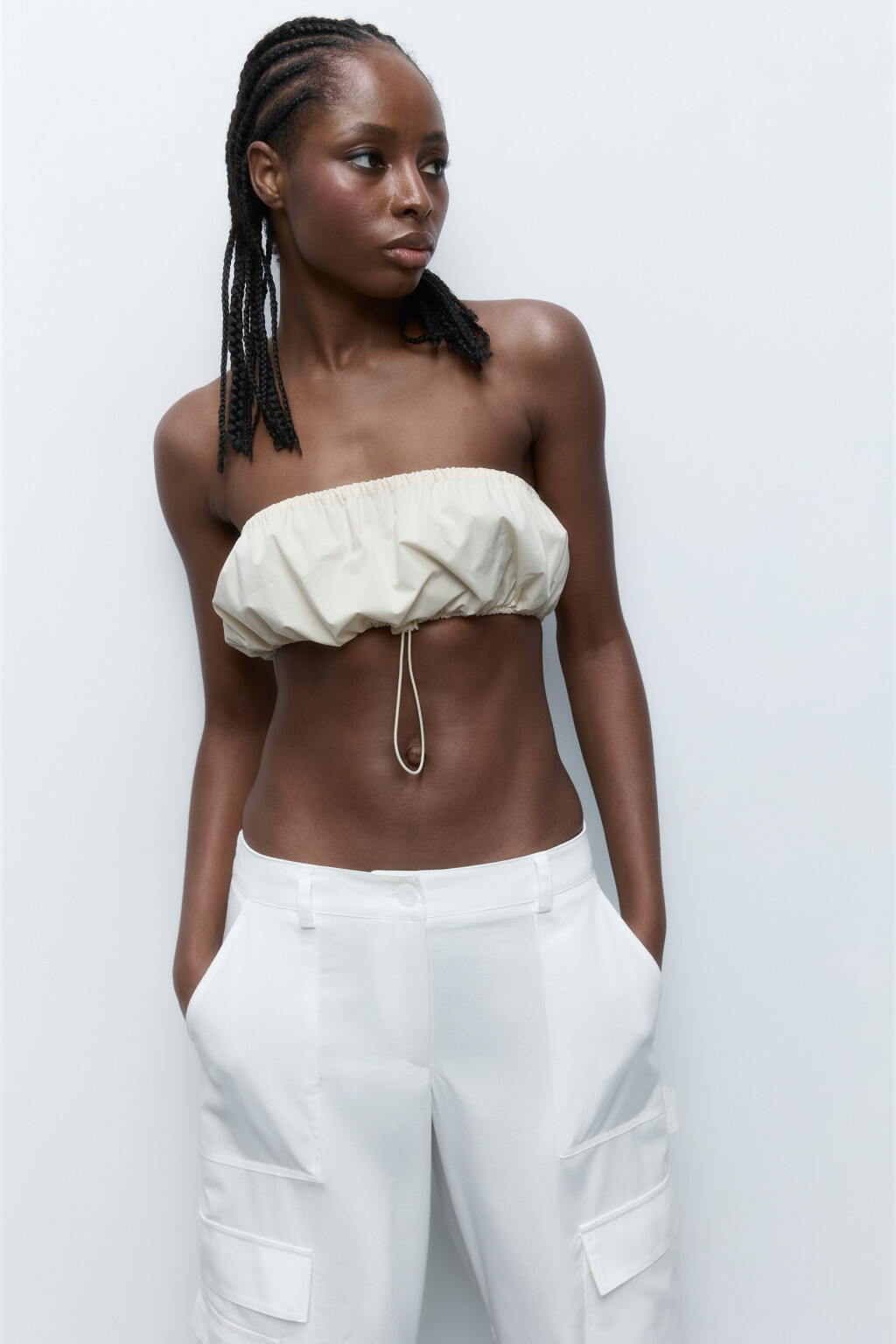 Топ-бандо короткий с утяжкой снизу - цвет бежевый - 5