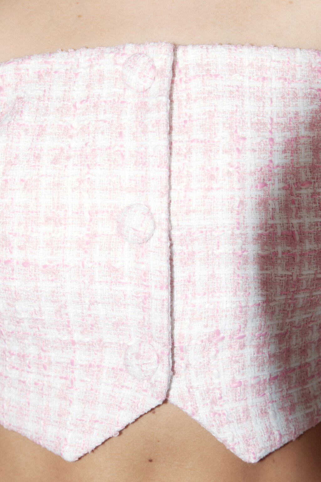 Топ-корсет твидовый с пуговицами - цвет розовый - 6