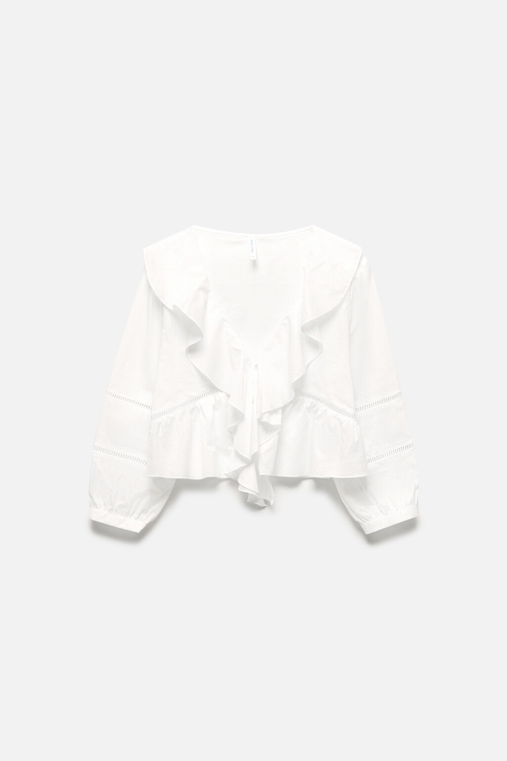 Блузка хлопковая укороченная с оборками - цвет белый - 8