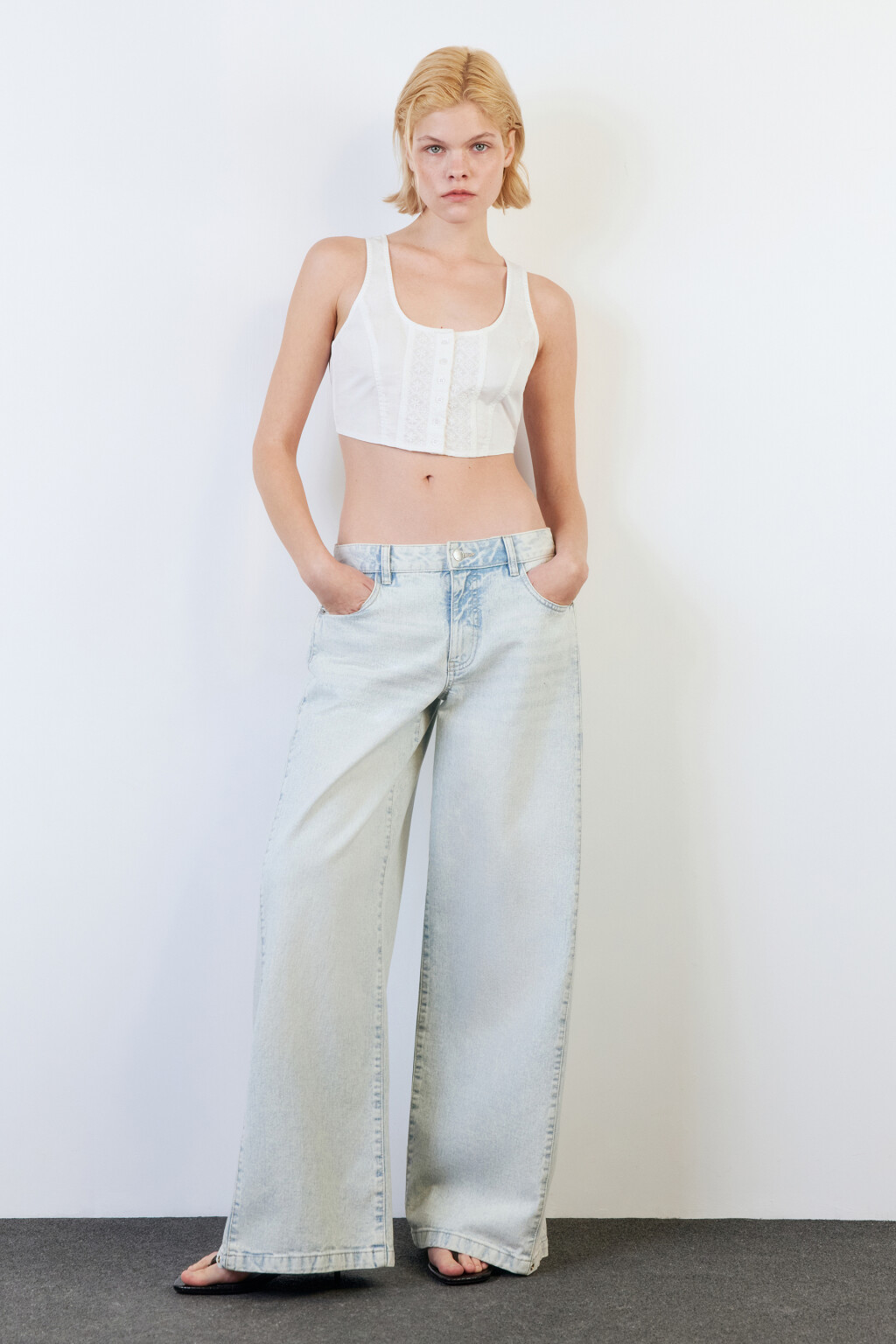 Топ-жилет облегающий с вареным эффектом - цвет белый - 5