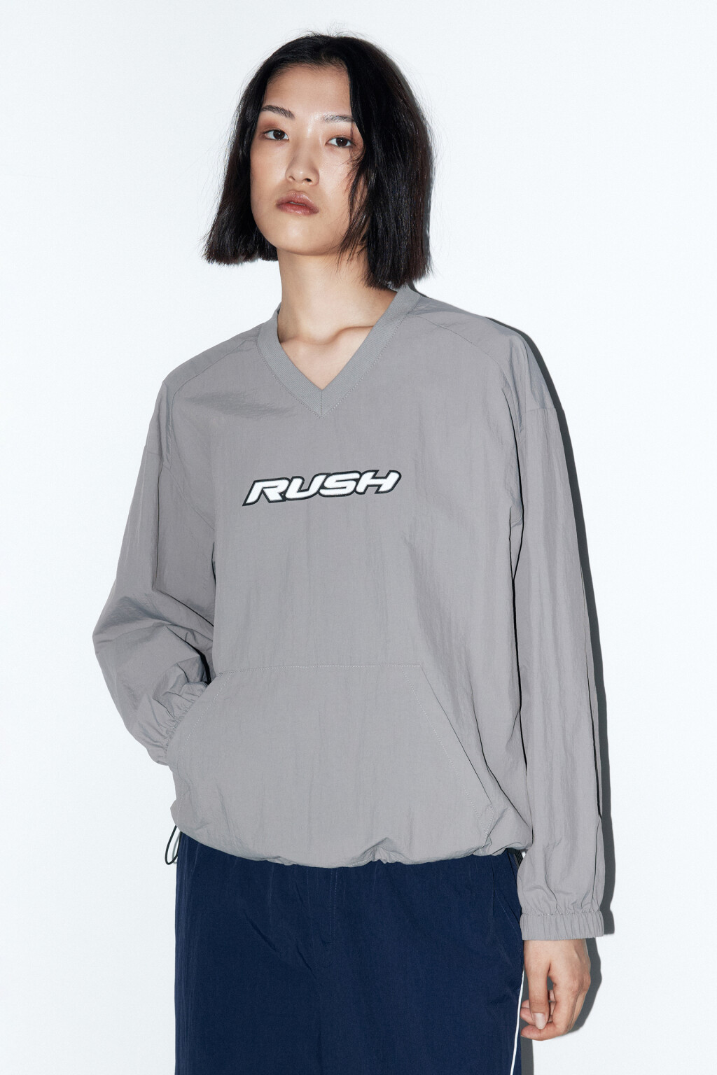 Джемпер-овершот спортивный с утяжками - цвет серый - 2