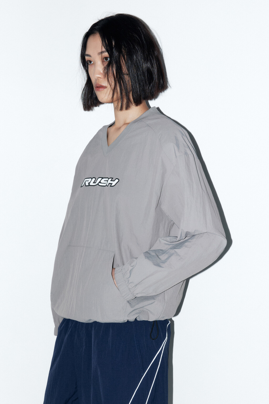 Джемпер-овершот спортивный с утяжками - цвет серый - 3