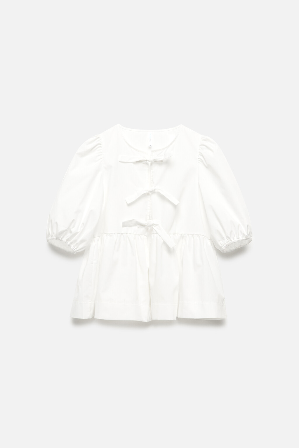 Блузка приталенная с завязками - цвет белый - 7