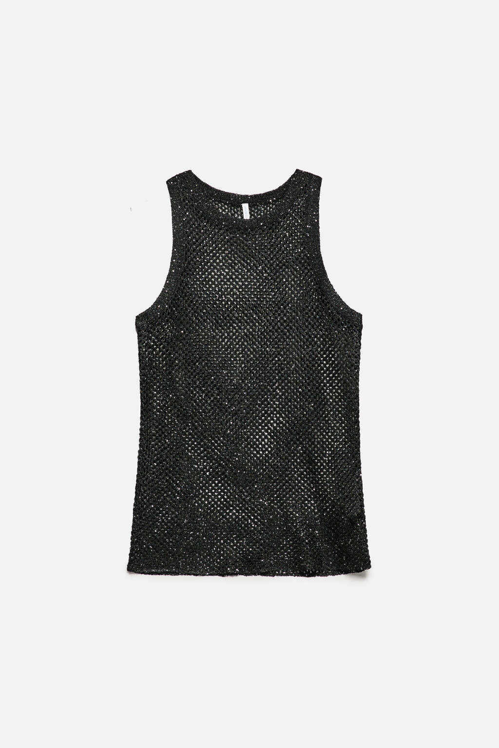Майка тонкой вязки ажурная с пайетками - цвет черный - 11